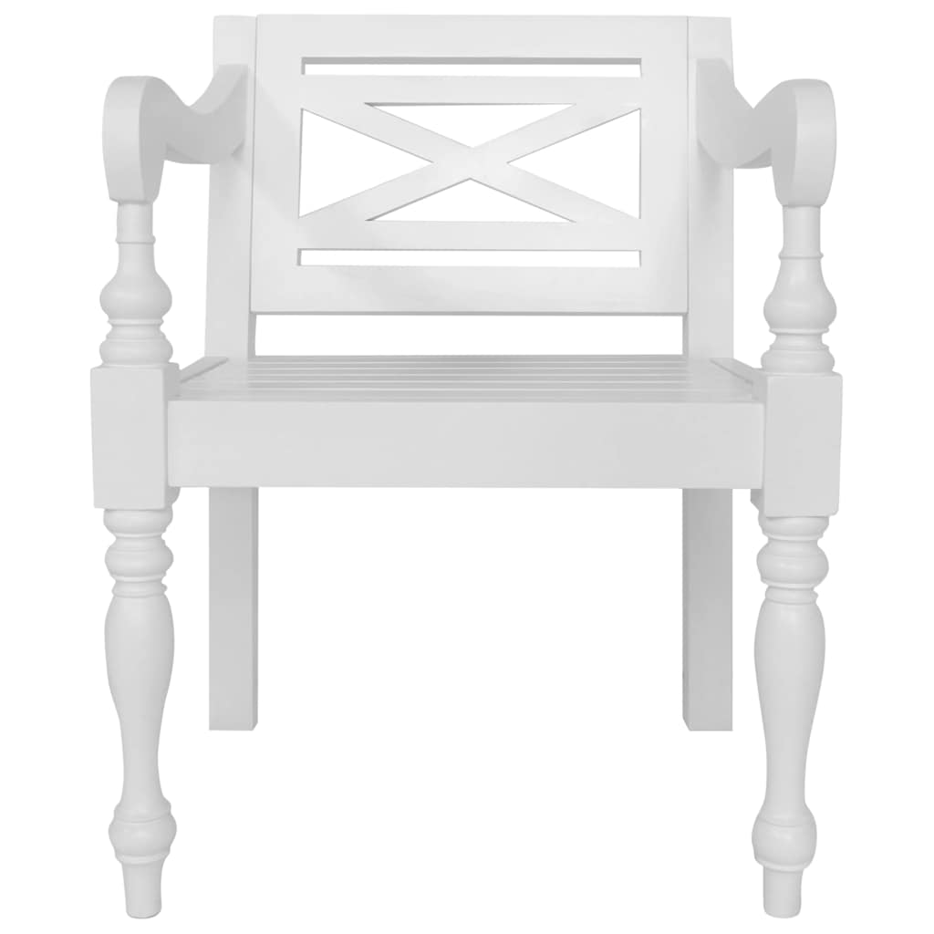 Batavia Chairs 2 pcs White Solid Mahogany Wood