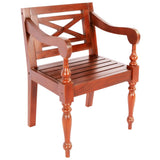 Batavia Chairs 2 pcs Dark Brown Solid Mahogany Wood - Front View