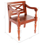 Batavia Chairs 2 pcs Dark Brown Solid Mahogany Wood - Close-Up Angle