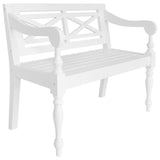 Batavia Bench 98 cm Solid Mahogany Wood White