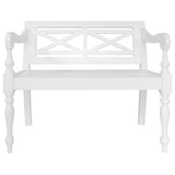 Batavia Bench 98 cm Solid Mahogany Wood White - Front View