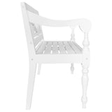 Batavia Bench 98 cm Solid Mahogany Wood White - Side View