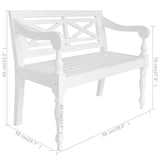 Batavia Bench 98 cm Solid Mahogany Wood White - Rear View