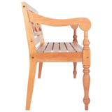 Batavia Bench 98 cm Solid Mahogany Wood Light Brown - Side View