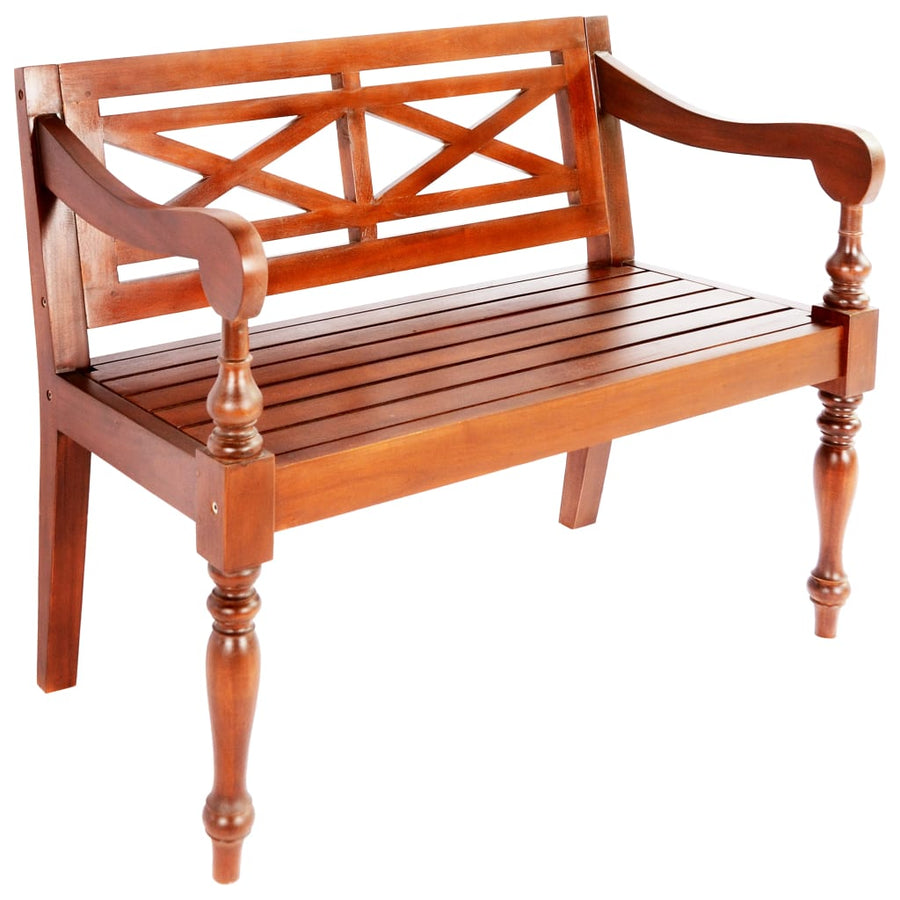 Batavia Bench 98 cm Solid Mahogany Wood Dark Brown