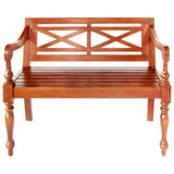 Batavia Bench 98 cm Solid Mahogany Wood Dark Brown - Front View