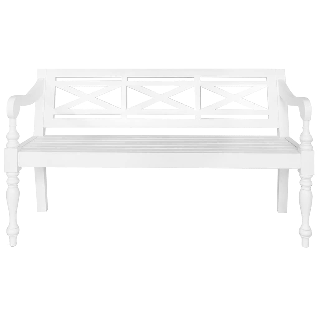 Batavia Bench 136 cm Solid Mahogany Wood White
