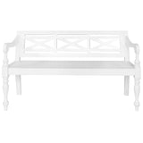 Batavia Bench 136 cm Solid Mahogany Wood White - Front View