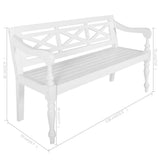 Batavia Bench 136 cm Solid Mahogany Wood White - Rear View