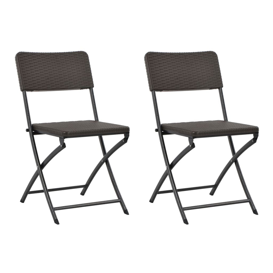 Folding Chairs 2 pcs HDPE and Steel Brown