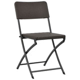 Folding Garden Chairs 2 pcs HDPE and Steel Brown - Front View