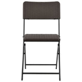Folding Garden Chairs 2 pcs HDPE and Steel Brown - Side View