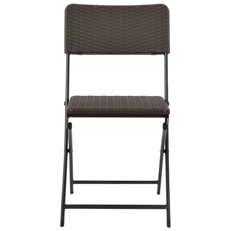 Folding Chairs 2 pcs HDPE and Steel Brown