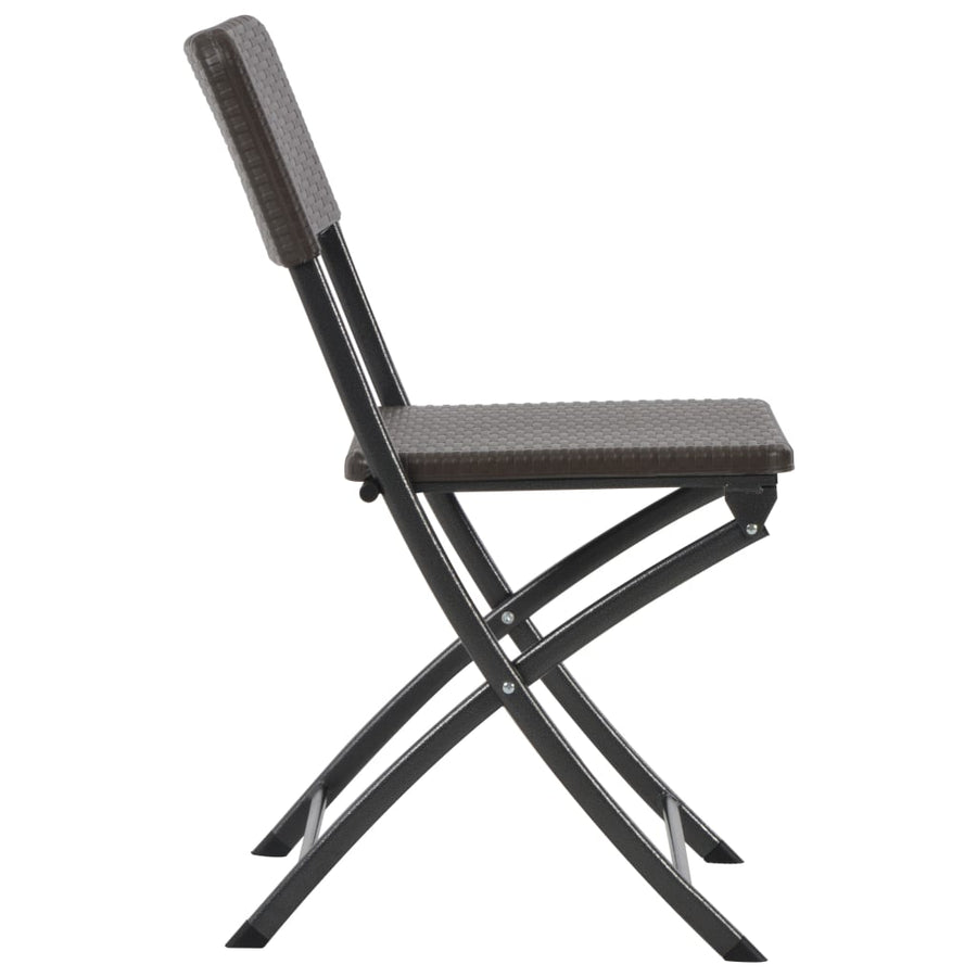 Folding Chairs 2 pcs HDPE and Steel Brown