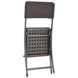 Folding Garden Chairs 2 pcs HDPE and Steel Brown - Rear View