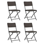 Folding Chairs 4 pcs HDPE and Steel Brown