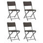 Folding Chairs 4 pcs HDPE and Steel Brown