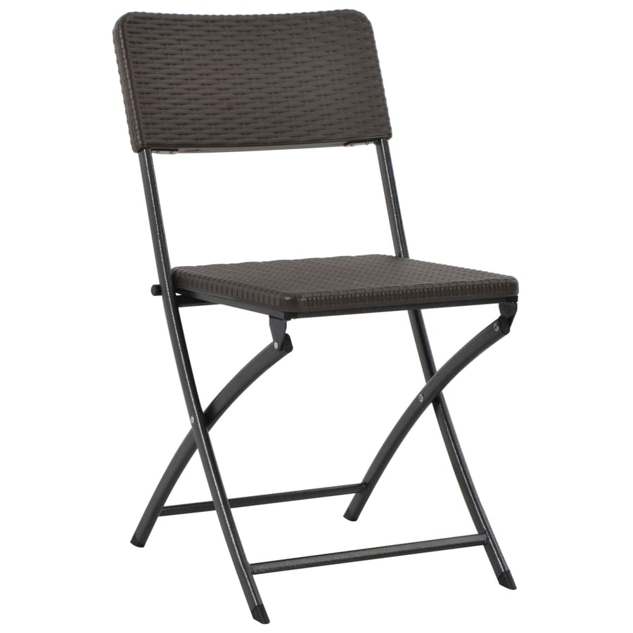 Folding Chairs 4 pcs HDPE and Steel Brown