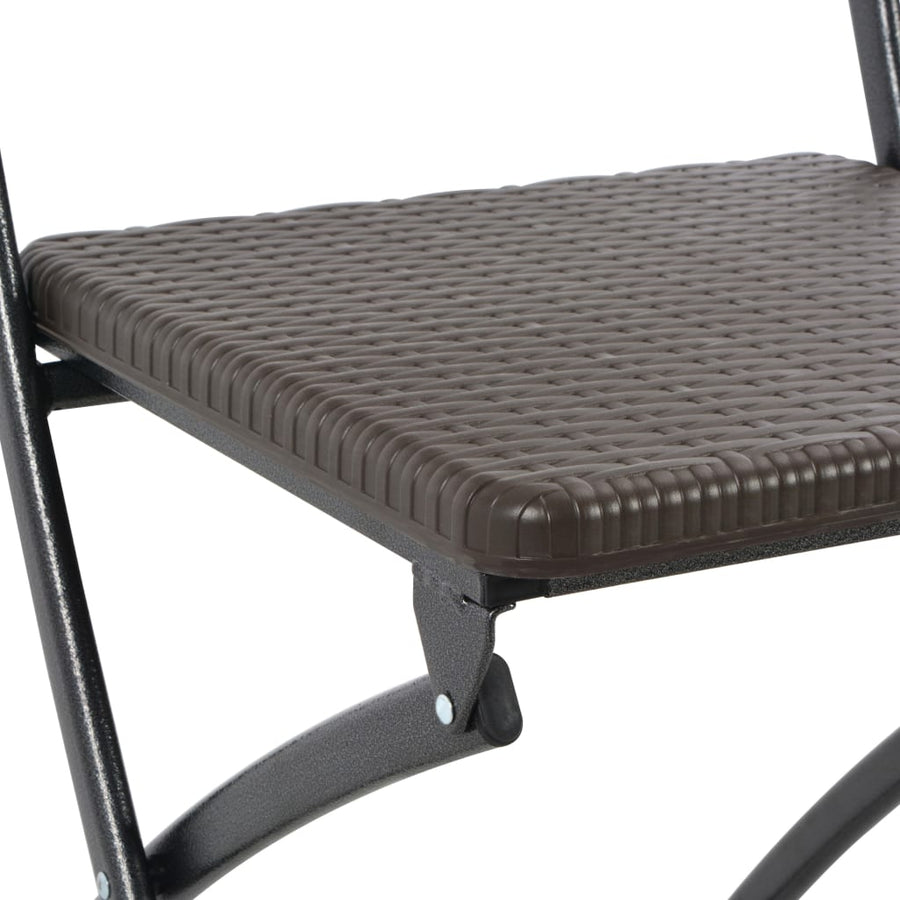 Folding Chairs 4 pcs HDPE and Steel Brown