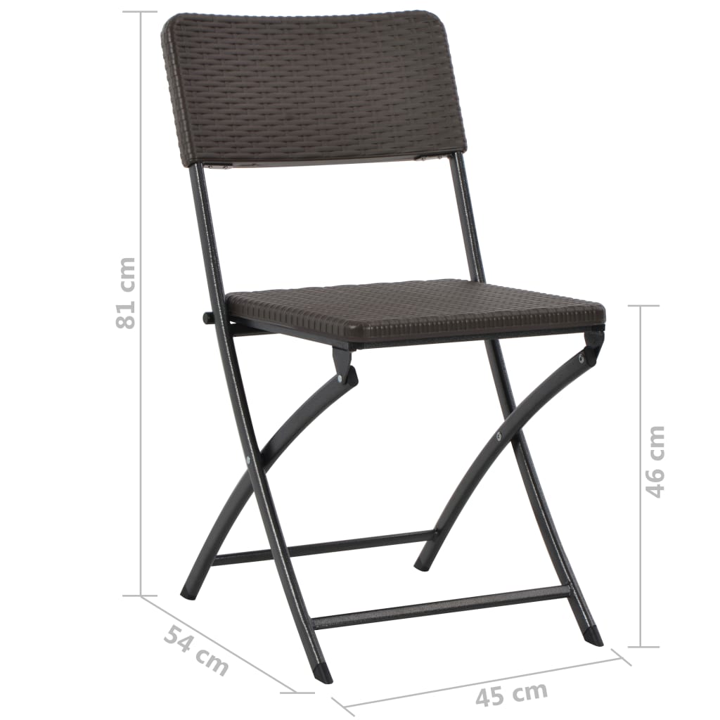Folding Garden Chairs 4 pcs HDPE and Steel Brown