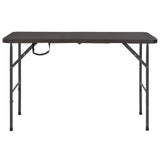 Folding Garden Table Brown 120x60x74 cm HDPE Rattan Look - Front View