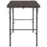 Folding Garden Table Brown 120x60x74 cm HDPE Rattan Look