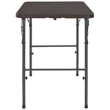 Folding Garden Table Brown 120x60x74 cm HDPE Rattan Look - Side View