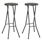 Folding Bar Stools 2 pcs HDPE and Steel Brown Rattan Look