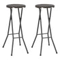 Folding Bar Stools 2 pcs HDPE and Steel Brown Rattan Look