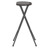 Folding Bar Stools 2 pcs HDPE and Steel Brown Rattan Look - Side View