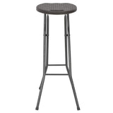 Folding Bar Stools 2 pcs HDPE and Steel Brown Rattan Look - Top-Down View
