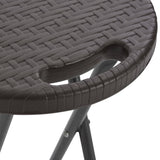 Folding Bar Stools 2 pcs HDPE and Steel Brown Rattan Look - Close-Up Angle