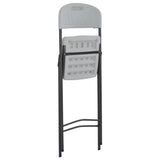 Folding Bar Chairs 2 pcs HDPE and Steel White - Rear View