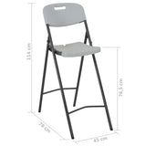 Folding Bar Chairs 2 pcs HDPE and Steel White - Low Angle