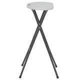 Folding Bar Stools 2 pcs HDPE and Steel White - Side View