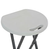 Folding Bar Stools 2 pcs HDPE and Steel White - Rear View