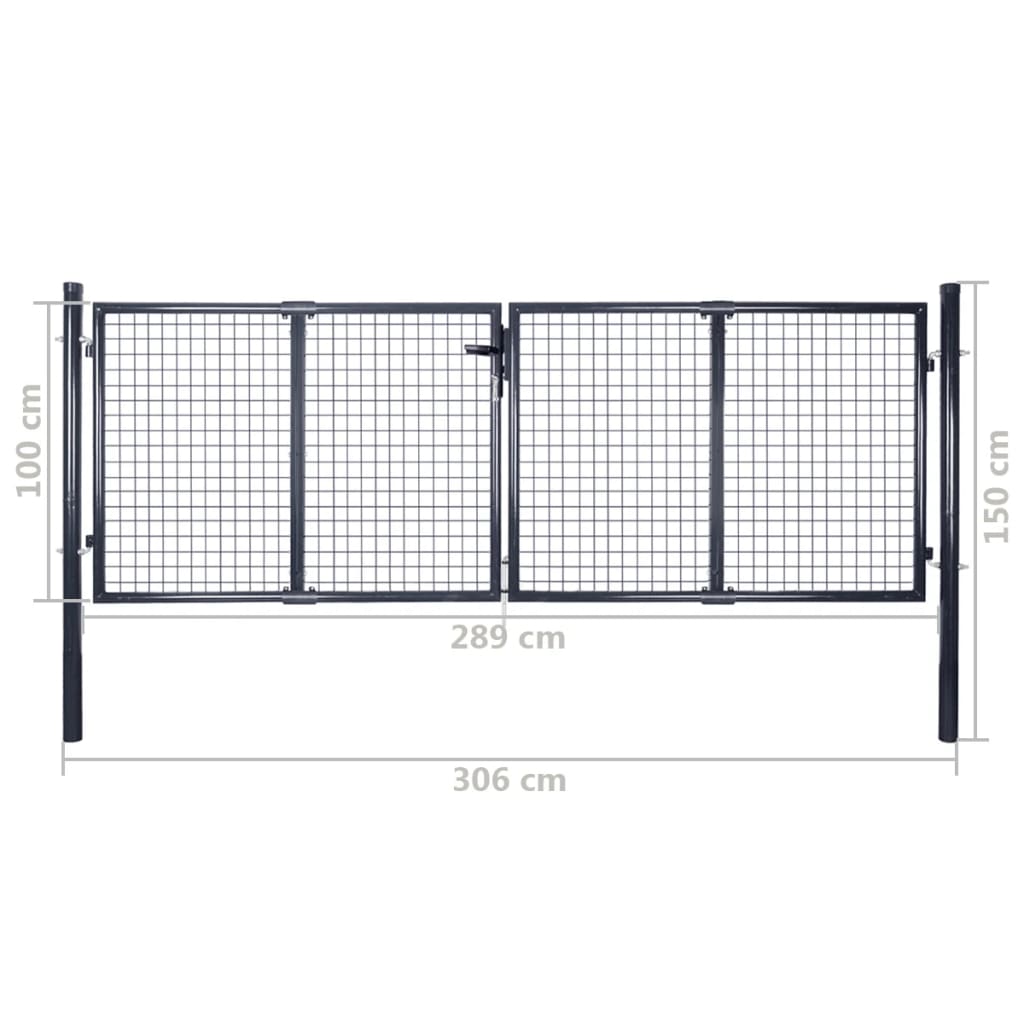 Mesh Garden Gate Galvanised Steel 300x100 cm Grey