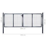 Mesh Garden Gate Galvanised Steel 300x100 cm Grey