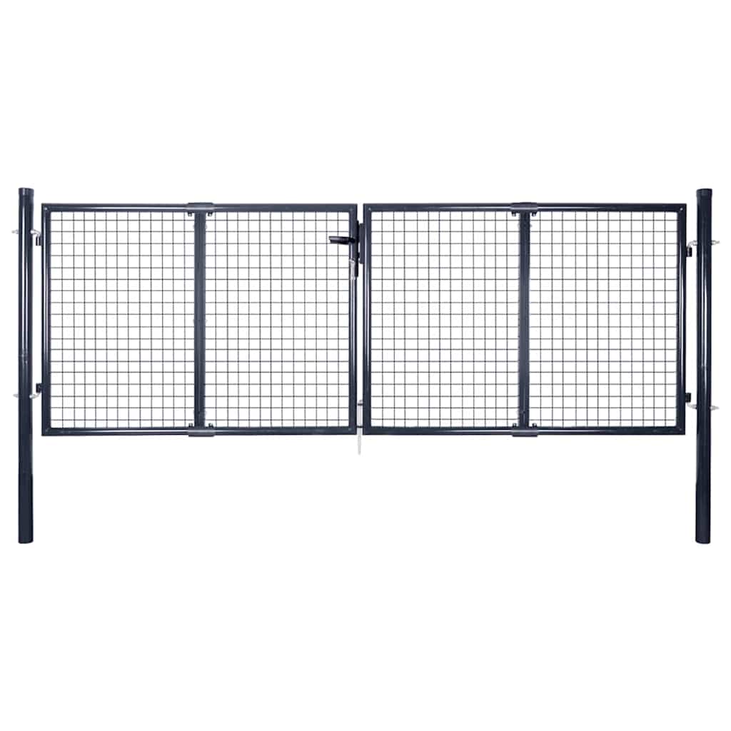 Mesh Garden Gate Galvanised Steel 306x125 cm Grey
