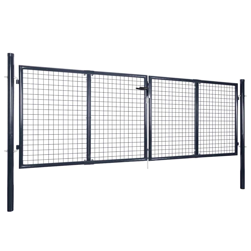 Mesh Garden Gate Galvanised Steel 306x125 cm Grey