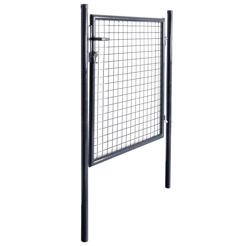 Mesh Garden Gate Galvanised Steel 100x100 cm Grey