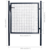 Mesh Garden Gate Galvanised Steel 100x100 cm Grey