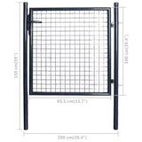 Mesh Garden Gate Galvanised Steel 100x100 cm Grey - 45-Degree Angle