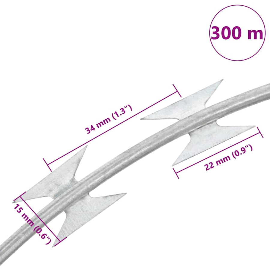 Concertina Razor Wire Galvanised Steel 300 m
