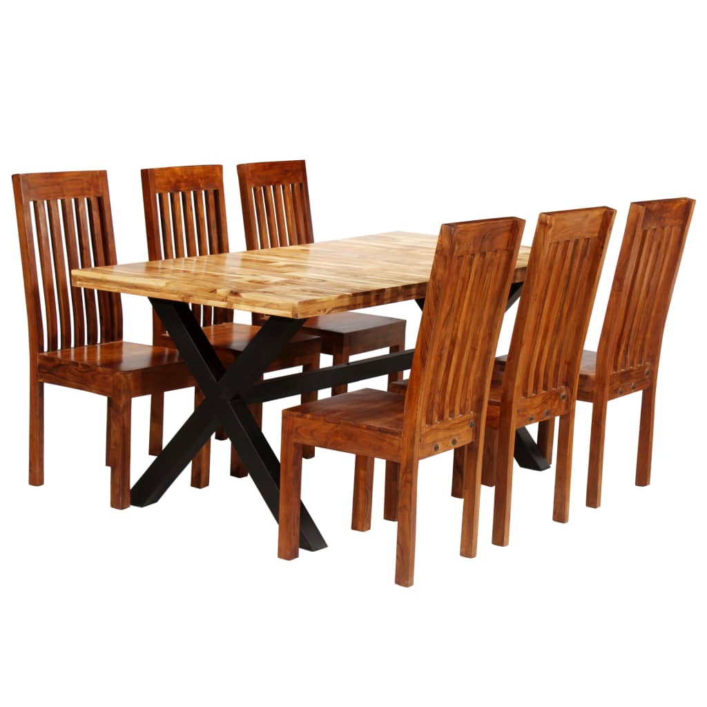 Dining Table Set 7 Pieces Solid Acacia and Mango Wood ( 245640+3x245645)