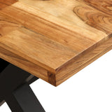 Dining Table Set 7 Pieces Solid Acacia and Mango Wood ( 245640+3x245645) - Close-Up Angle