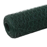 Chicken Wire Fence Steel with PVC Coating 25x1.5 m Green - Front View