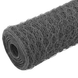 Chicken Wire Fence Steel with PVC Coating 25x1 m Grey - Front View