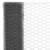 Chicken Wire Fence Steel with PVC Coating 25x1 m Grey - Side View