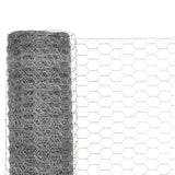 Chicken Wire Fence Galvanised Steel 25x1.5 m Silver - Side View